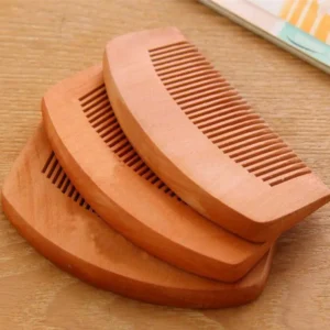 1 Pcs Natural Peach Wood Comb Close Teeth Anti-static Head Massage Beard Hair Care Wooden Tools Beauty Accessories