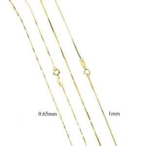 100% 925 Sterling Silver High Quality Gold Plated Thin 0.65MM 1MM 1.5MM Delicate Dainty Box Chain For Women Wedding Necklace