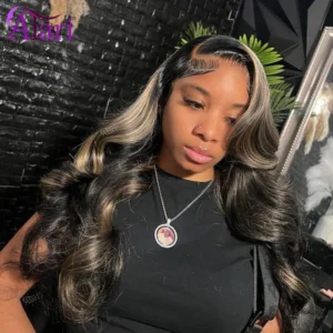 13x6 Lace Frontal Body Wave Human Hair Wigs Blonde 27 with Black Pre Plucked 13x4 Highlight Transparent Lace Front Wig for Women