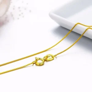 14"-32" 0.65mm Slim Real 925 Sterling Silver W/ Gold Color Thin Box Chain Necklace Womens Girls Mens Jewelry Kolye Collares