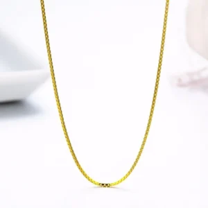 14"-32" 0.65mm Slim Real 925 Sterling Silver W/ Gold Color Thin Box Chain Necklace Womens Girls Mens Jewelry Kolye Collares