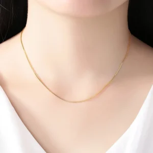 14k Orginal Gold Color Necklace Chain for Women Box Chain Snake Bone/starry/Cross Chain 18 Inches Necklace Fine Jewelry Gifts