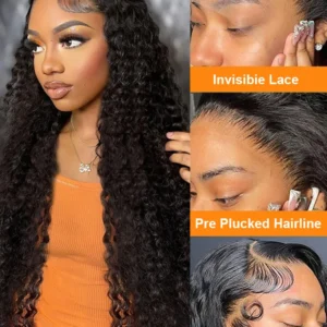 200 Density 13x6 HD Deep Wave Lace Frontal Wig 13x4 Water Wave Curly Human Hair 5x5 Lace Front Wig 30 32 40Inch Closure Glueless