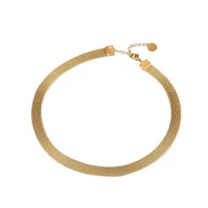 2023 New 3 Layers Gold Plating Stainless Steel Anti-allergy&Eco-friendly Wide Braided Mesh Chain Gold Choker Necklaces For Women