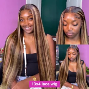 30 36Inch Bone Straight Ombre HD Colored 13x4 Lace Front Wig Brazilian 4/27 13x6 Highlight Human Hair Lace Frontal Wig For Women