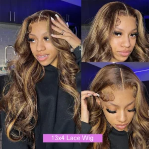 30 Inch Colored Highlight Human Hair Wigs Brazilian Body Wave Lace Front Wigs For Women 13x4 13x6 Hd Transparent Loose Wave Wig