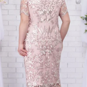 4xl 5xl Plus Size Summer Dresses for Wedding Guest Women's Short Sleeve Lace Floral Elegant Bodycon Formal Party Dresses