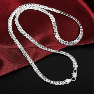 925 Sterling Silver 5MM 18K Gold Full Sideways Figaro Chain Necklace For Woman Man Fashion Wedding Engagement Jewelry Gifts