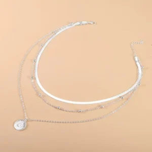 925 Sterling Silver Three-Layer Round Necklace for Women Simple Snake Chain Charm Ball Chain Party Gift Women's ExquisiteJewelry