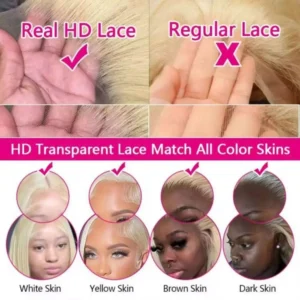 Blonde Body Wave Lace Front Wig HD Transparent Lace 13x4 13x6 Human Hair 613 Pre Plucked Full Frontal Wigs 200% Density