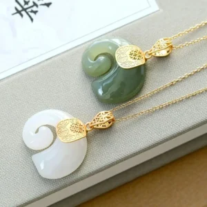 Boutique Natural Stone Hetian Jade Elephant Pendant 18K Gold Plated Chain Necklace Choker Jewelry for Women Birthday Anniversary