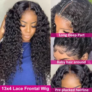 Deep Wave Frontal Wig 13x4 13x6 Hd Transparent Lace Frontal Wig 5X5 6X4 Glueless Wig 28 30 Inch Curly Lace Front Human Hair Wigs