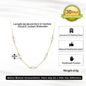 EFFIE QUEEN 14K Gold Plated Natural Baroque Pearl Choker Necklace for Women 925 Sterling Silver Necklaces Handmade Jewelry GPN19