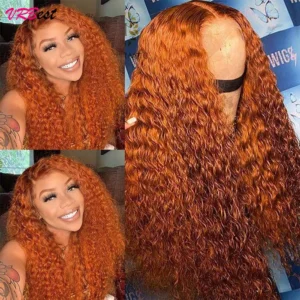 Ginger Orange Lace Front Wig Deep Wave Curly Full Lace Front Human Hair Wigs Water Wave HD Lace Frontal Wig Factory Price