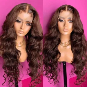 HD Chocolate Brown Body Wave 13X4 Lace Front Human Hair Wigs Pre Plucked 360 Full Lace Wig Brown Colored 13X6 Lace Frontal Wig