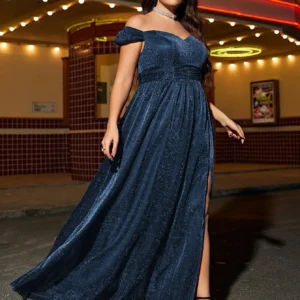 Mgiacy  plus size Short sleeve line neck high slit gorgeous woven evening gown ball dress Party dress bridesmaid dress