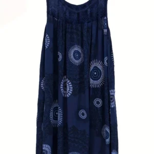 Plus Size 1XL-8XL Women's Sleeveless Dress Lace Panel Printing Sleeveless Large Hem Vest Dress