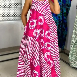 Plus Size 5XL VONDA Bohemian Printed Maxi Dress 2024 Summer Sleeveless Party Beach Sundress Tank Long Vestido Casual Loose Robe